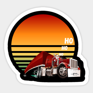 Santaclaus driving a Truck, Bringing Christmas On retro sun Sticker